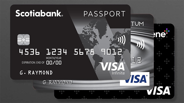 three different VISA credit cards